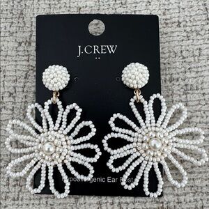 J. Crew Ivory Beaded Floral Earrings